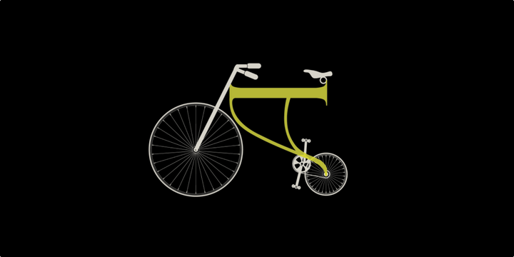A simple vector illustration of a bike. Its body is made of letter A.