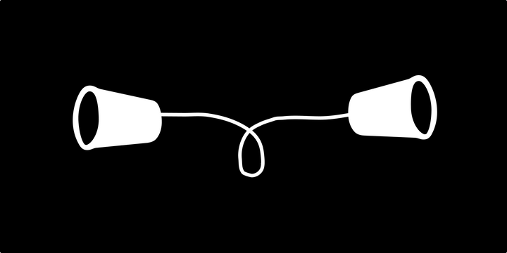 An illustration of Two plastic cup string phones